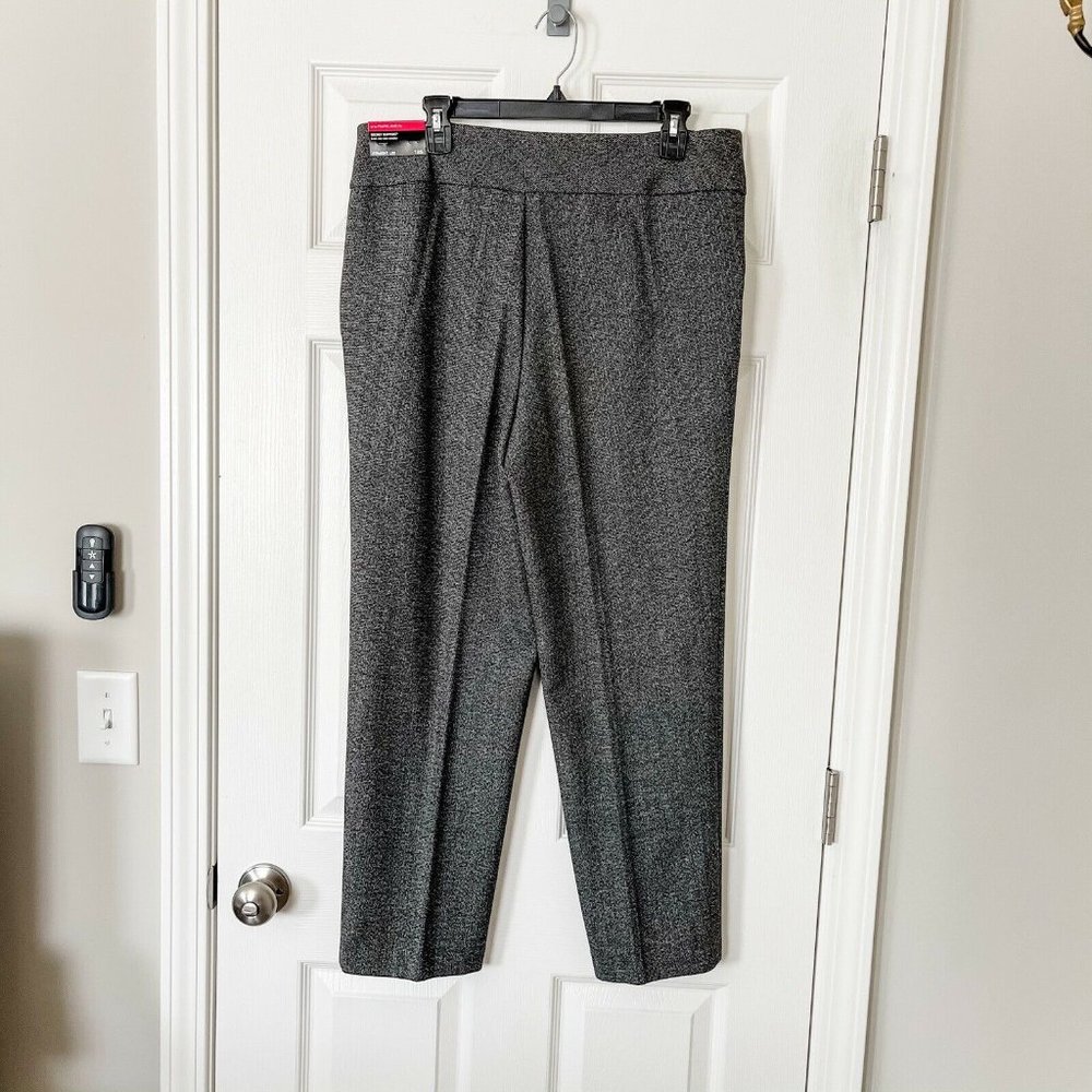 NWT Investments Petite PARK AVE fit Pull-On Straight Leg Tweed Pants w/ Pockets - Picture 6 of 10